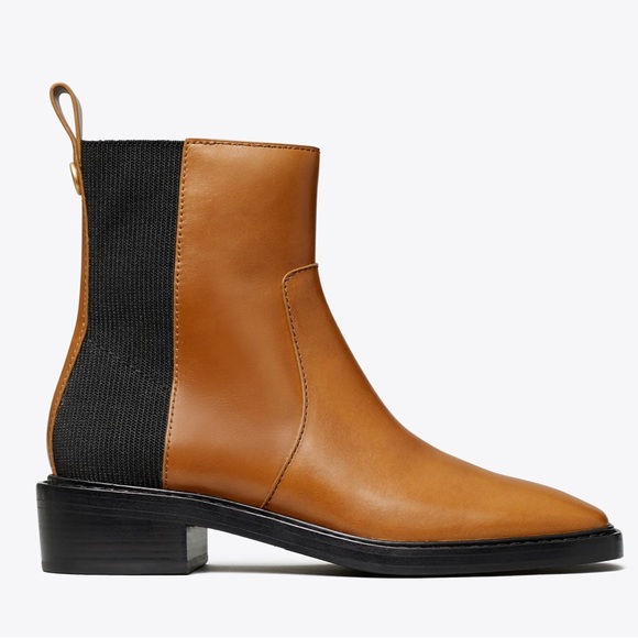 TORY BURCH Chelsea Boot 8M Bonnie Brown/Perfect Black - Picture 4 of 5